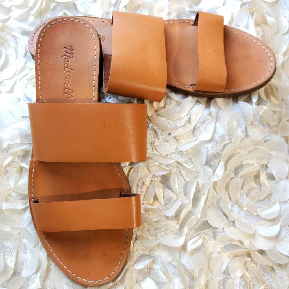 Madewell leather flats slides sandals